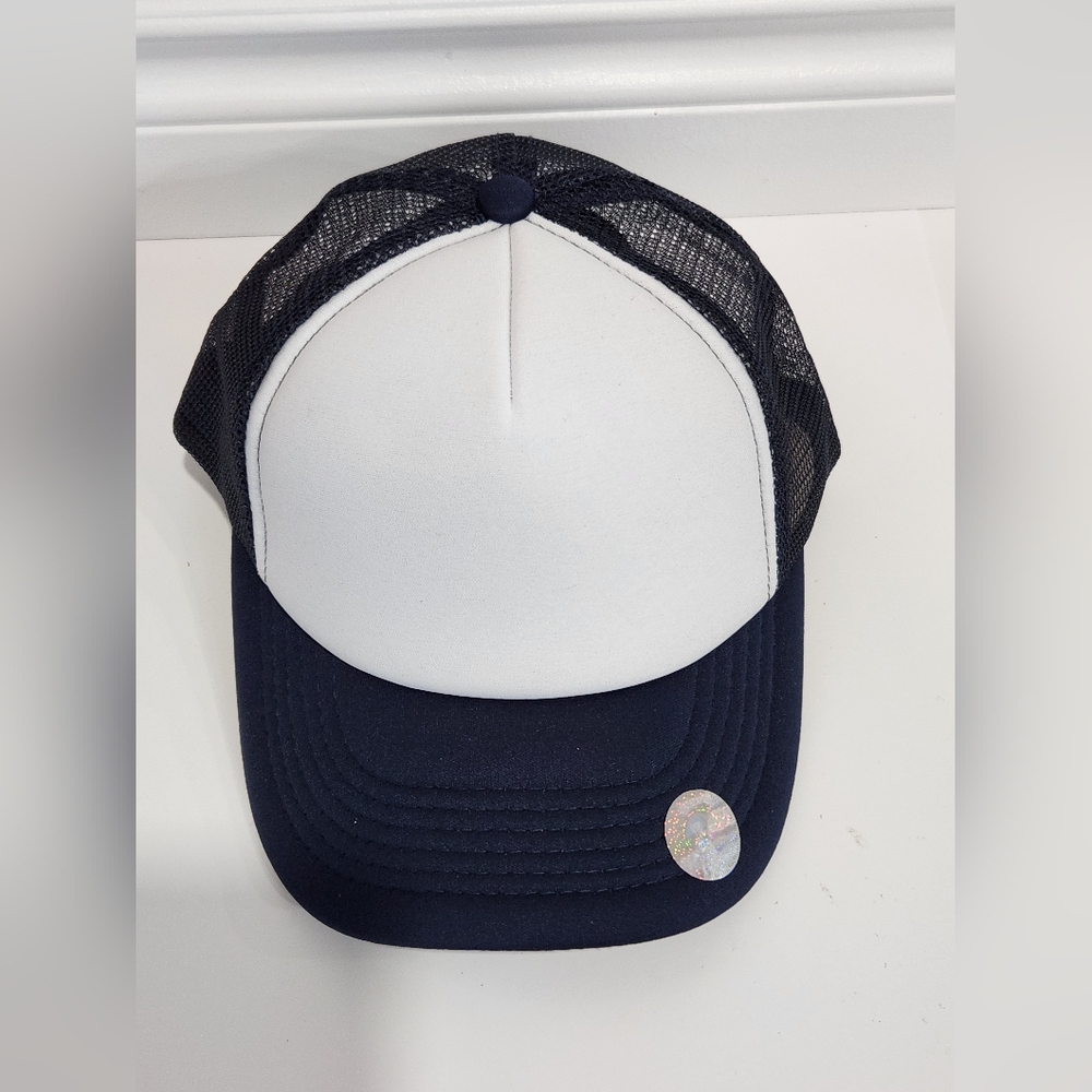 Blue and White Trucker Hat with Curved Bill NWOT